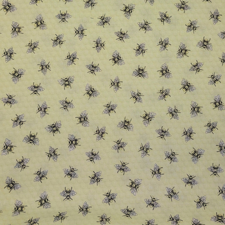 Tissu coton abeilles fond jaune – Timeless Treasures | Motifs miel