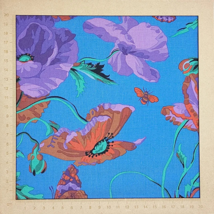 Tissu Kaffe Fassett collective bleu coquelicots