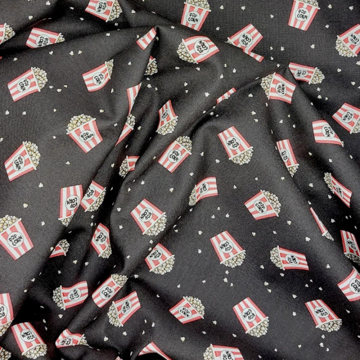 Tissu pop corn marron très foncé - coton