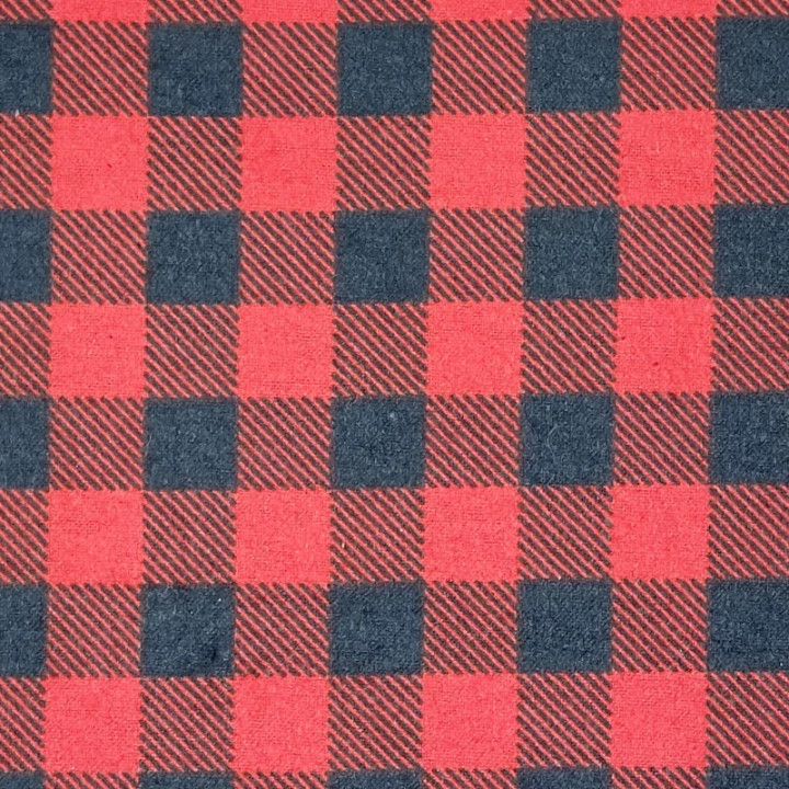 Flanelle rouge et noire à carreaux - flanelle de coton