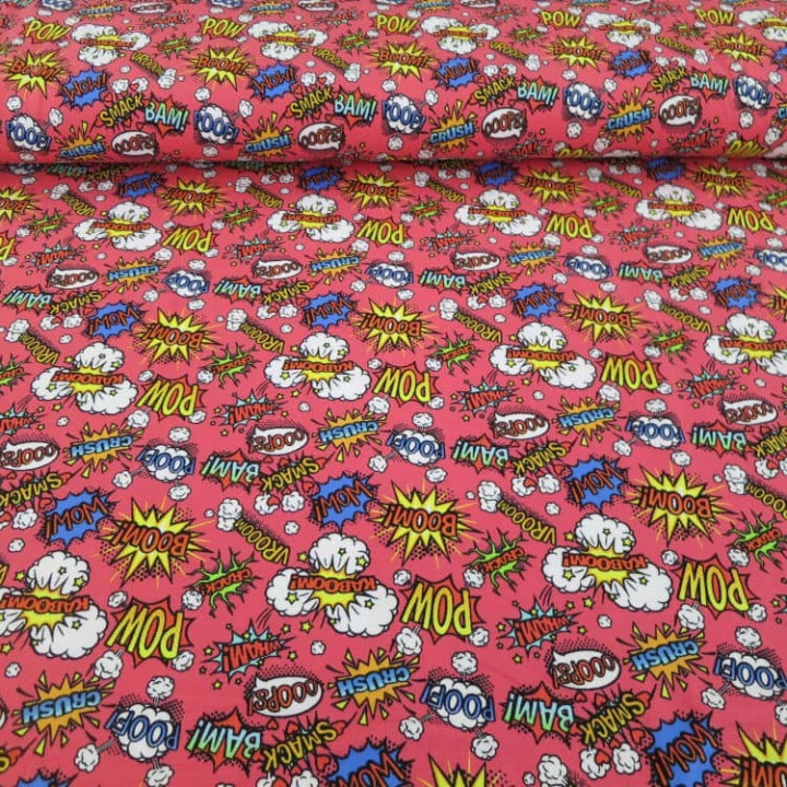 Tissu jersey comics BD rose