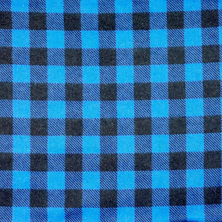 Flanelle coton carreaux bleus et noirs au mètre – tissu hiver