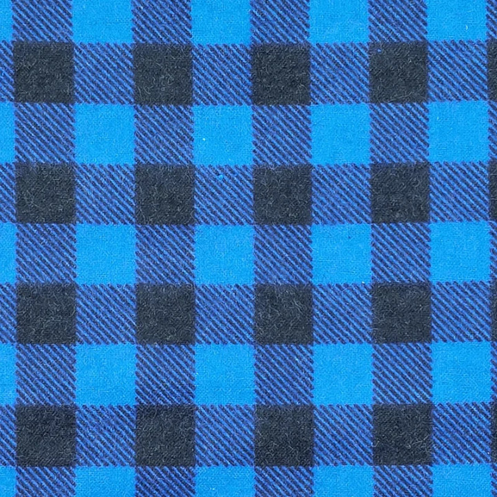 Flanelle bleue et noire à carreaux - flanelle de coton