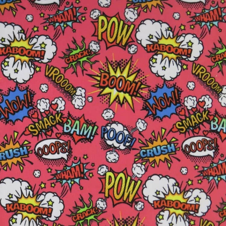 Tissu jersey comics BD rose
