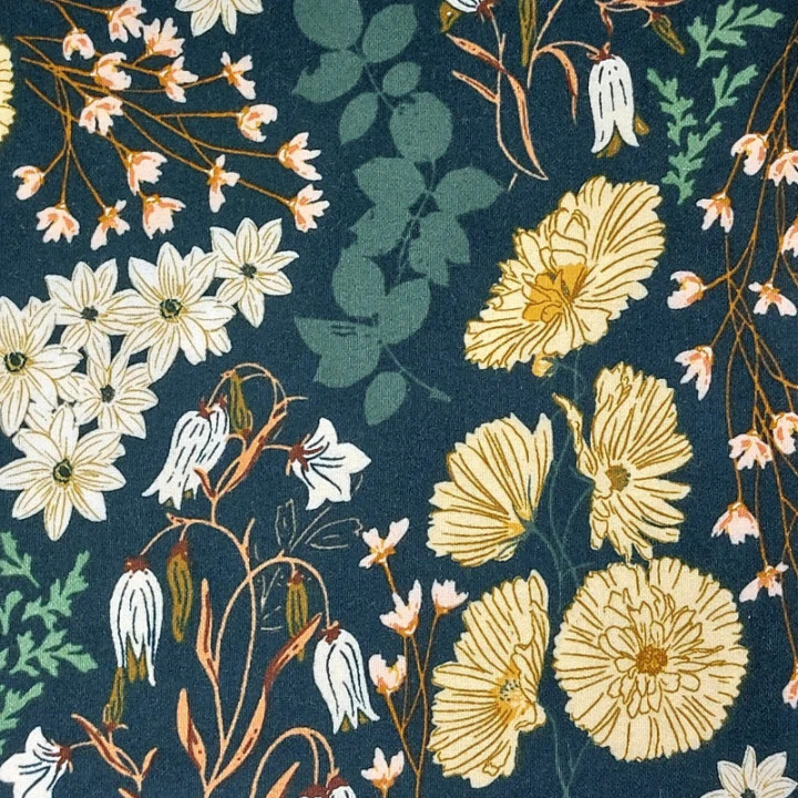 Flanelle vert foncé fleurs Art Gallery - flanelle de coton