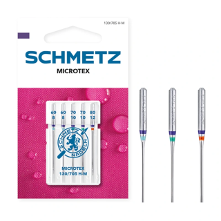 Aiguilles Schmetz Microtex 60-80 – Pointe fine pour tissus délicats