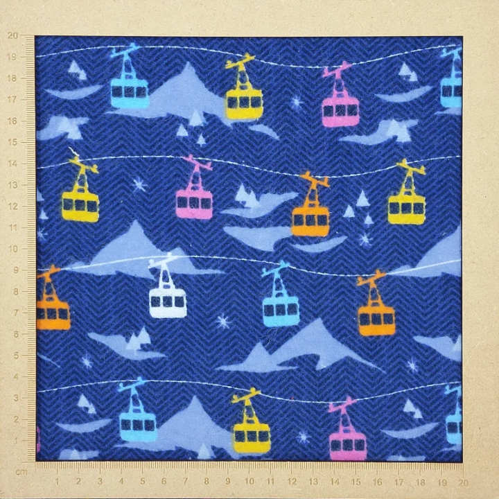 Tissu flanelle de coton bleu à motifs téléphériques – Camelot Fabrics