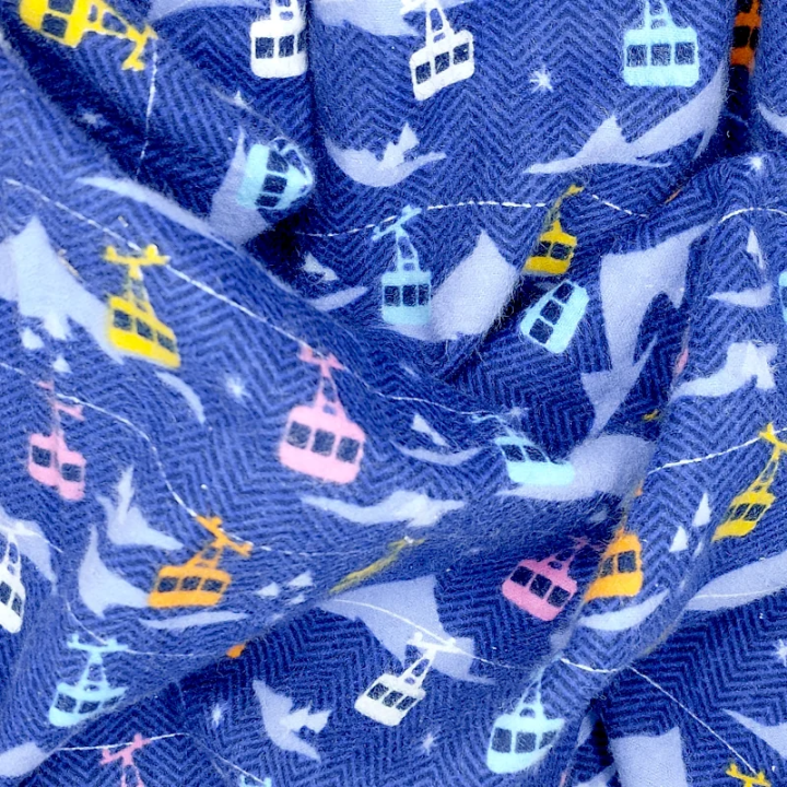 Tissu flanelle de coton bleu à motifs téléphériques – Camelot Fabrics