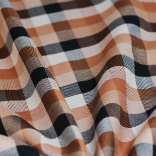 Tissu twill de viscose Tino check coloris toffee/nougat