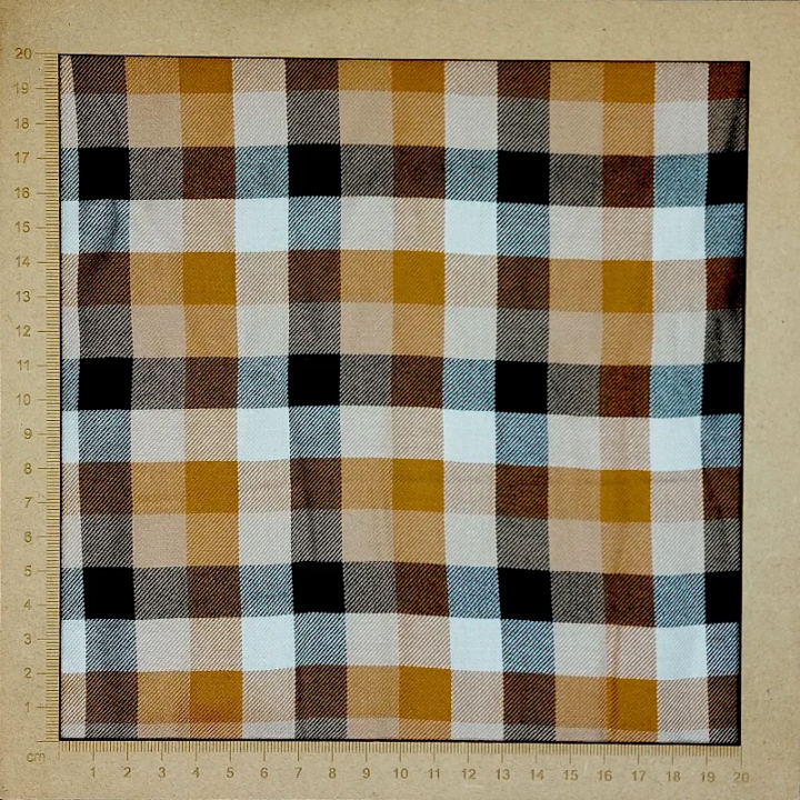 Tissu twill de viscose Tino check coloris toffee/nougat