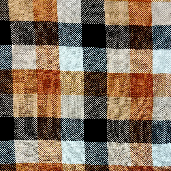 Tissu twill de viscose Tino check coloris toffee/nougat