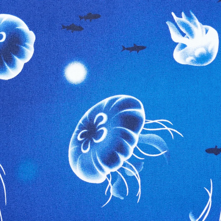 Tissu coton imprimé méduses – Bleu électrique – 100% coton – Cosmo – Japon