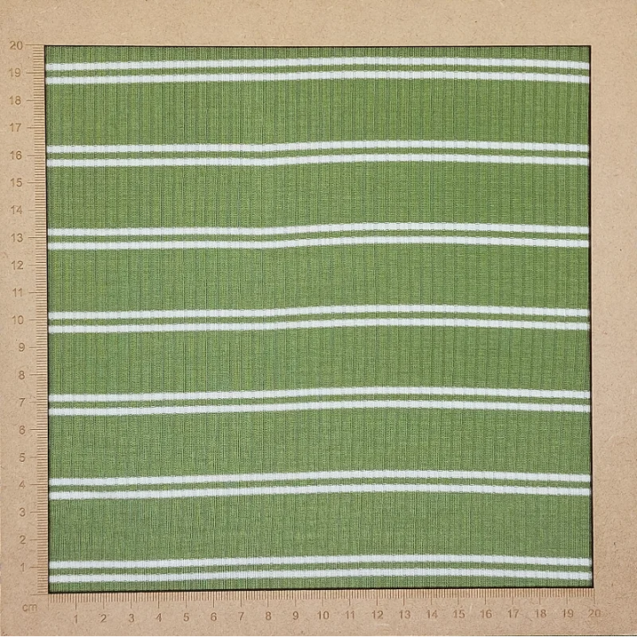 Jersey tencel modal côtelé vert à rayures blanches Mind the Maker