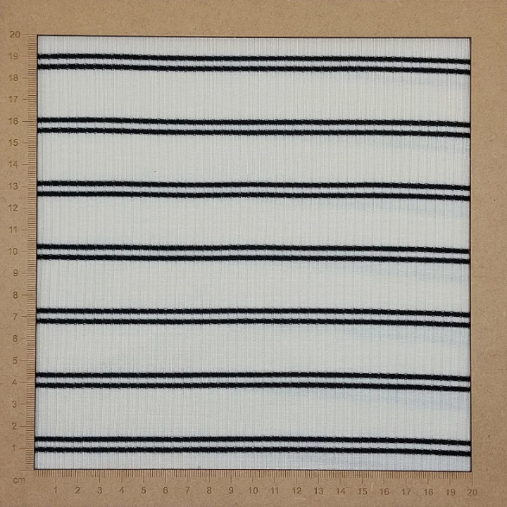 Jersey tencel modal côtelé blanc crème à rayures bleu foncé Mind the Maker