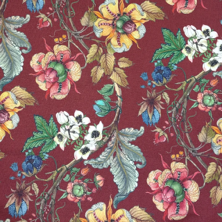 Tissu French Terry Stenzo bordeaux fleurs