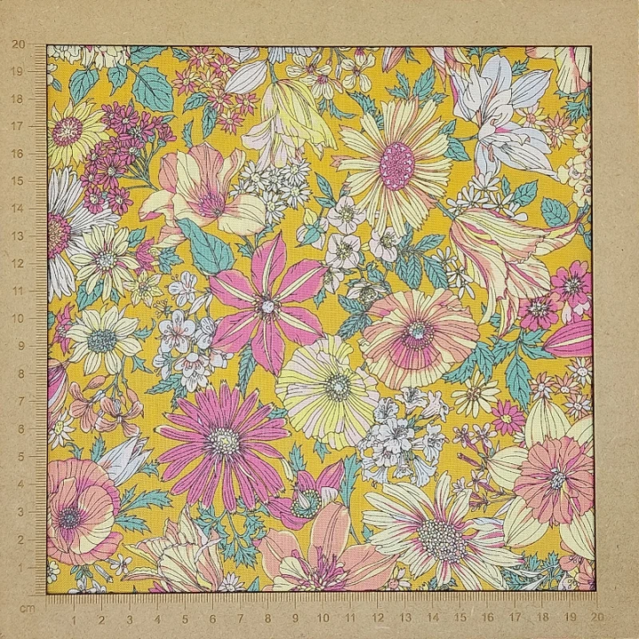 Tissu patchwork Lecien fleurs sur fond orange