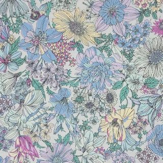 Tissu patchwork Lecien fleurs sur fond gris