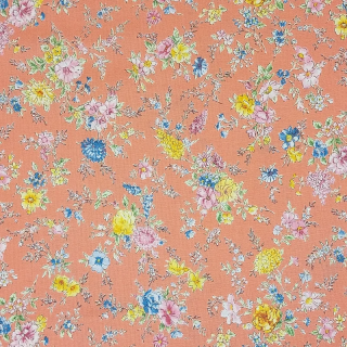 Tissu shabby chic fleurs rose saumon Lecien en coton romantique - au mètre