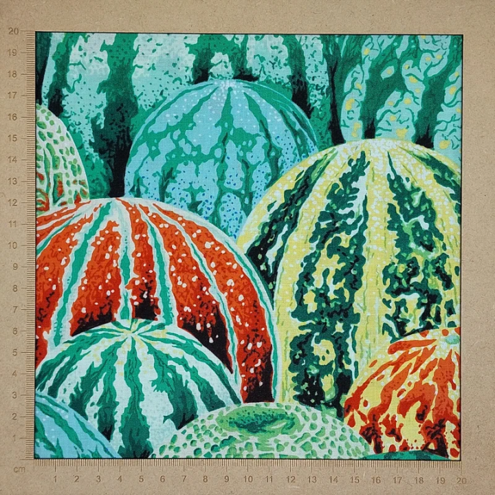 Tissu Kaffe Fassett vert, jaune et orange à motifs de pastèques – Collection Watermelon