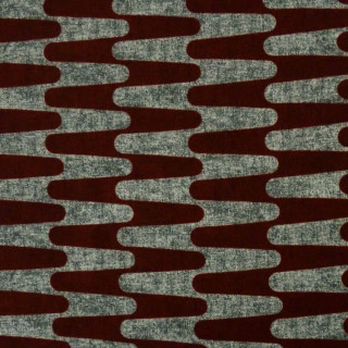 Tissu graphique années 70 vagues grises et bordeaux