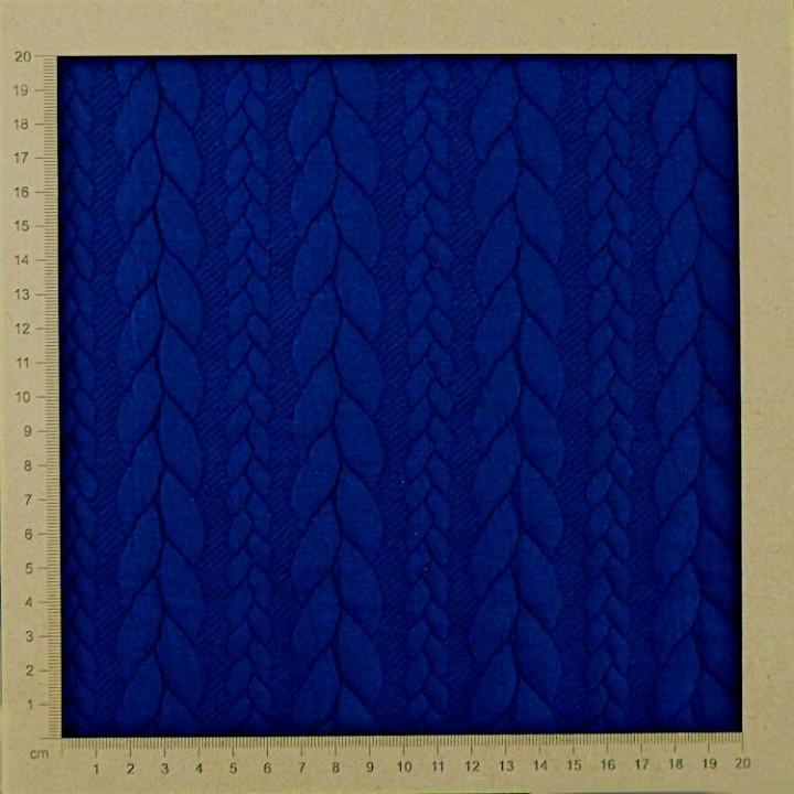 Tissu sweat torsades bleu électrique