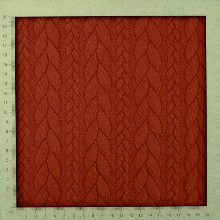 Tissu sweat torsades terracotta