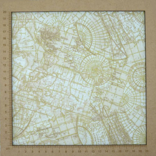 Tissu cartes et mappemondes blanc doré beige - coton