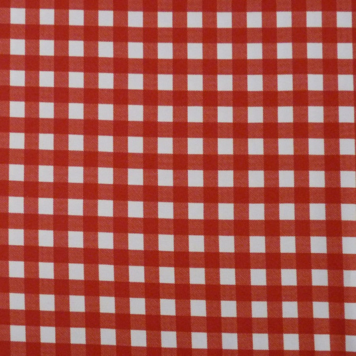 Jersey vichy rouge et blanc - coton et élasthanne