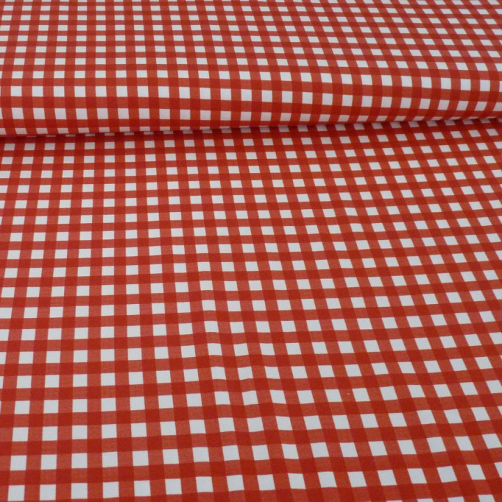 Tissu jersey vichy rouge et blanc