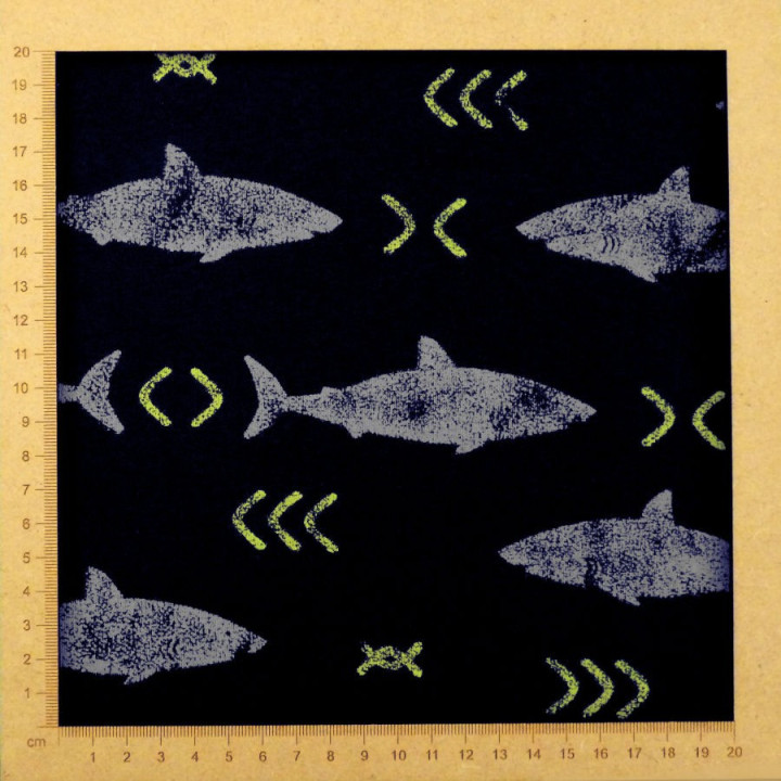 Tissu jersey requins bleu nuit