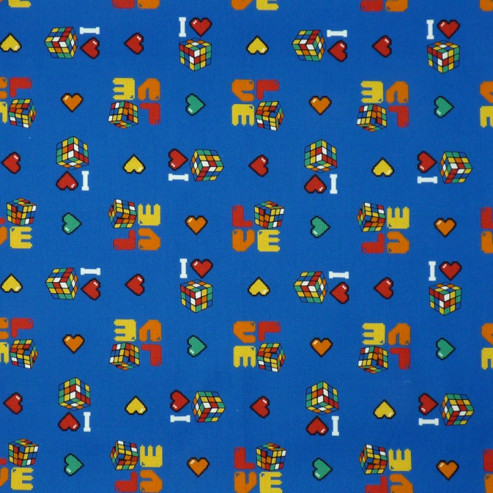 Tissu Rubik's Cube en coton couture années 80