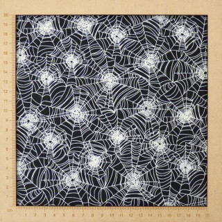 Tissu toile d'araignée noir et blanc (brille dans le noir) - coton