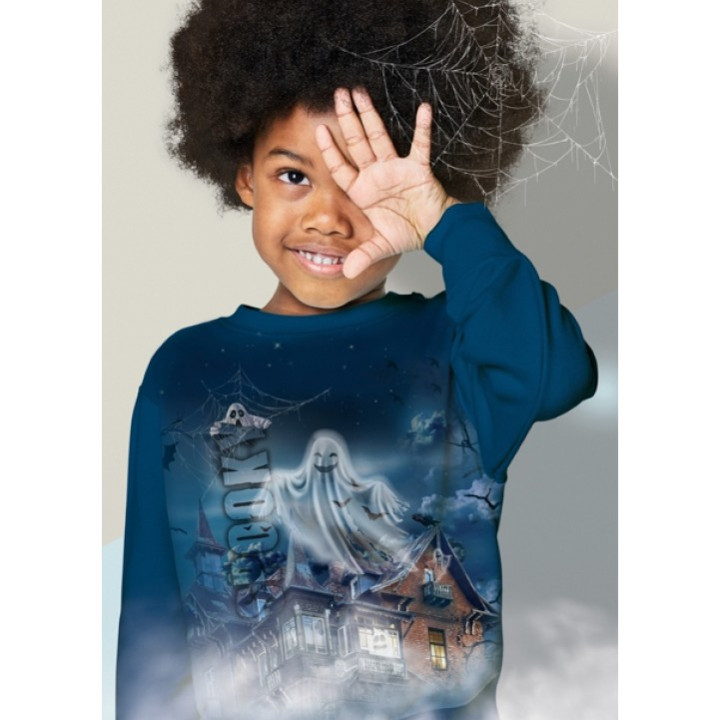 French terry Halloween fantômes et maisons hantées