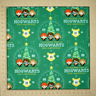 Tissu Harry Potter Noël vert