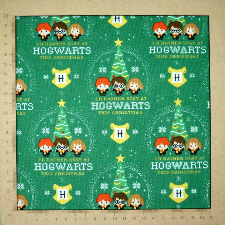 Tissu Harry Potter Noël vert