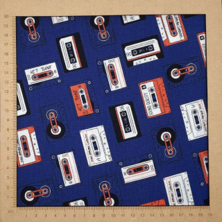 Tissu K7 audio bleu marine