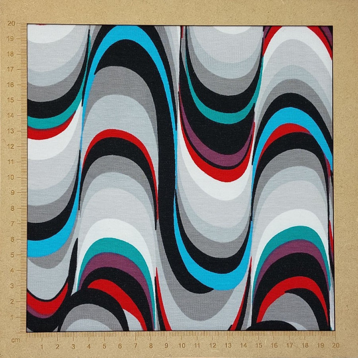 Tissu jersey vagues psychédéliques années 70