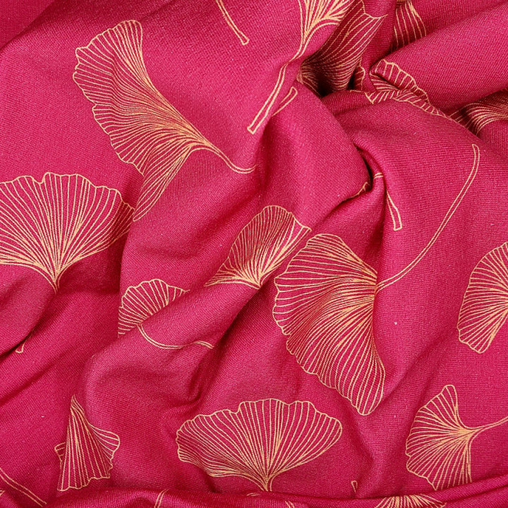 Tissu french terry gingko fuchsia