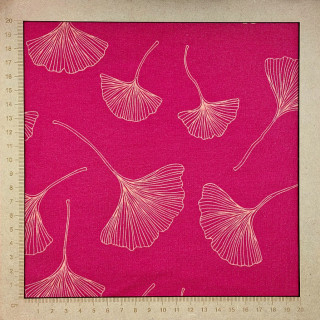 Tissu french terry gingko fuchsia