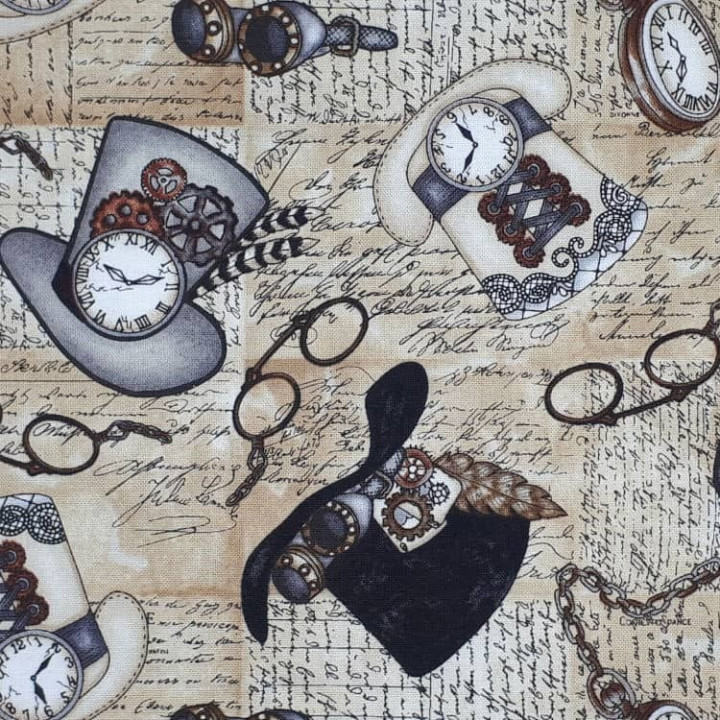 Tissu steampunk chapeaux - coton