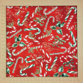 Tissu de Noël rouge sucre d'orge - coton