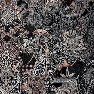 Tissu jersey noir motifs cachemire – Jersey Stenzo Oeko-Tex