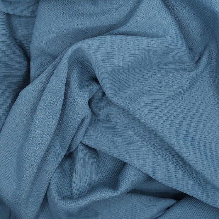 Jersey côtelé bleu canard