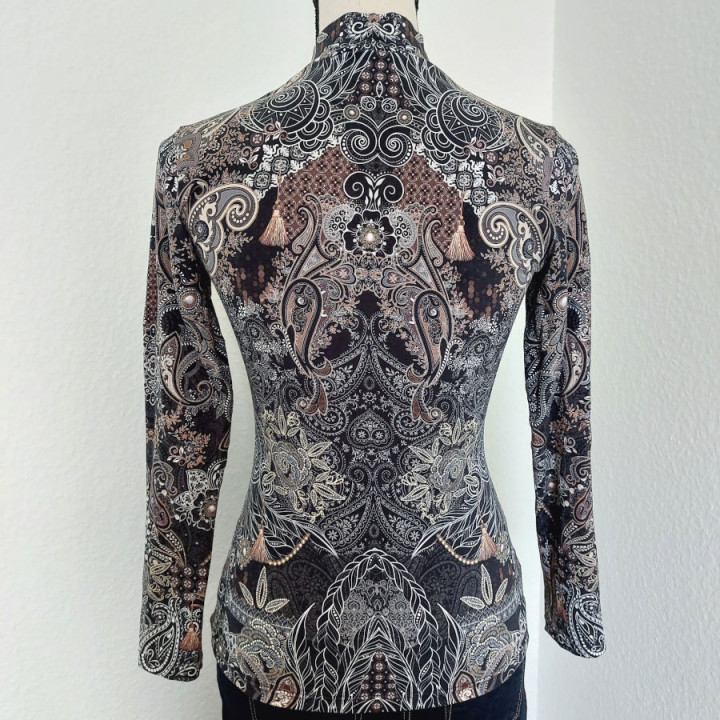 Dressed le col montant en jersey de coton noir motifs cachemire