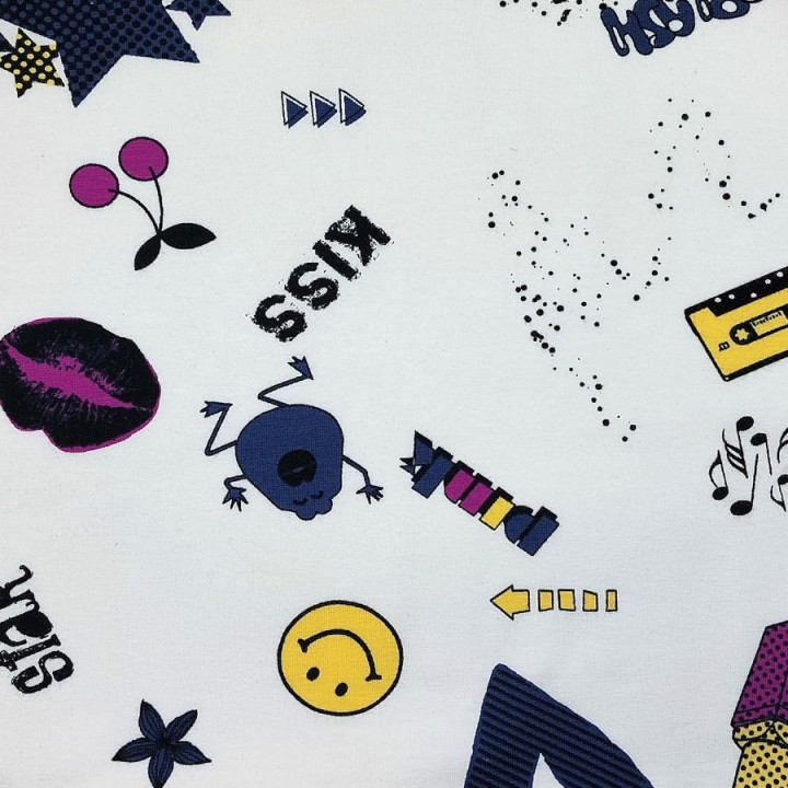 Tissu jersey pop fond blanc