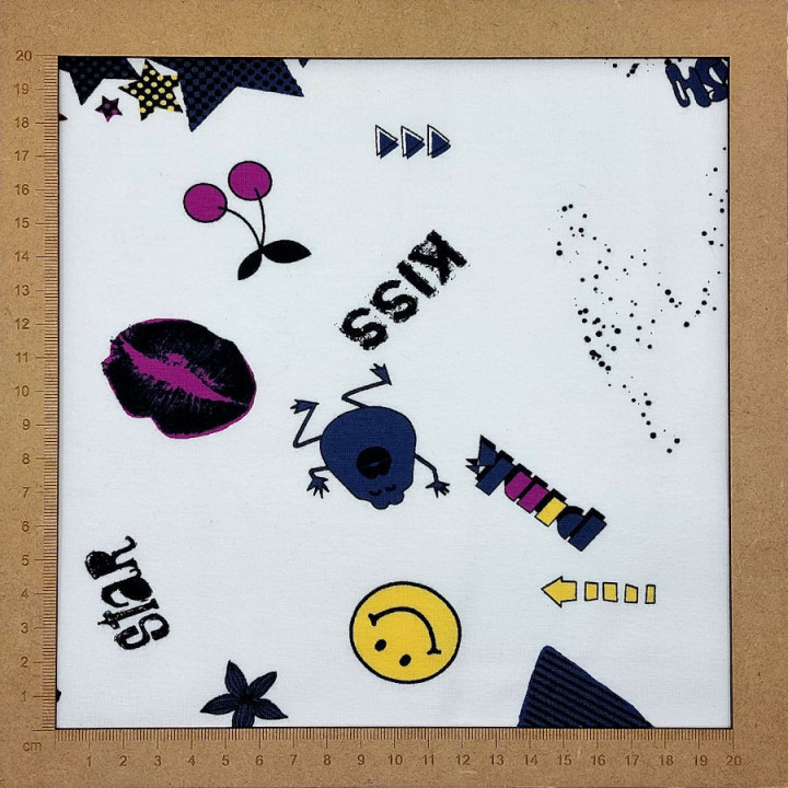 Tissu jersey pop fond blanc