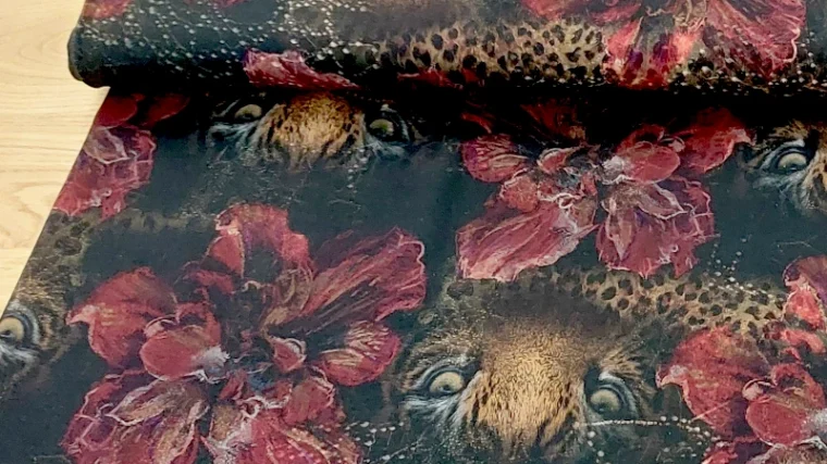 French terry lépoard et fleurs